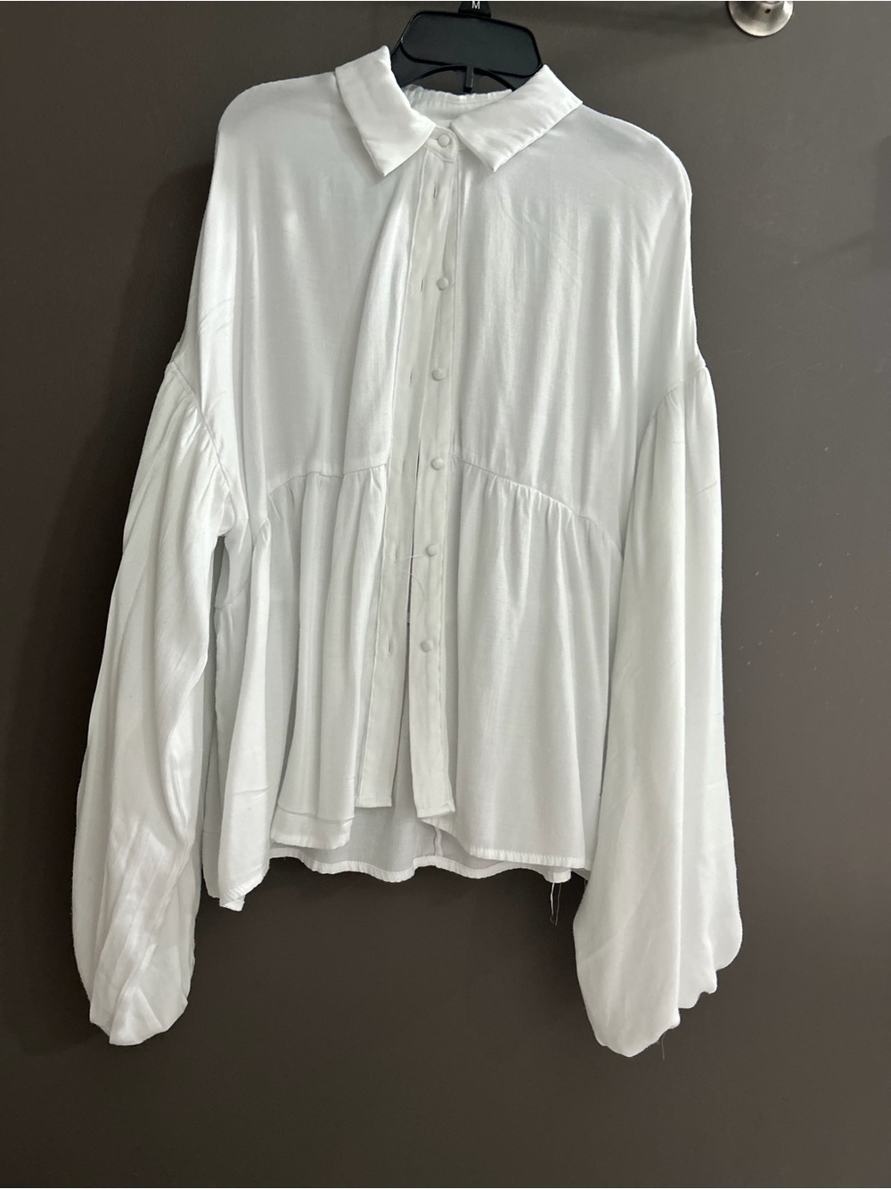 Altar'd State White Button-Front Peasant Shirt